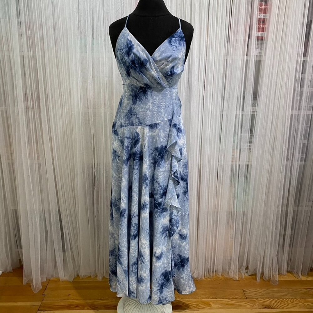 ASTR the Label Blue Tie Dye Watercolor Maxi Dress Size Small